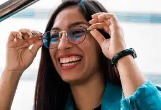 woman wearing eyeglasses with black frame